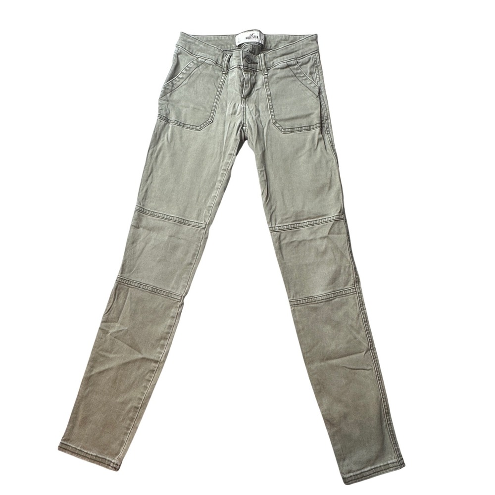 Hollister Pants Womens 0 Olive Green Skinny Utility Seamed Knee Stretch Cargo